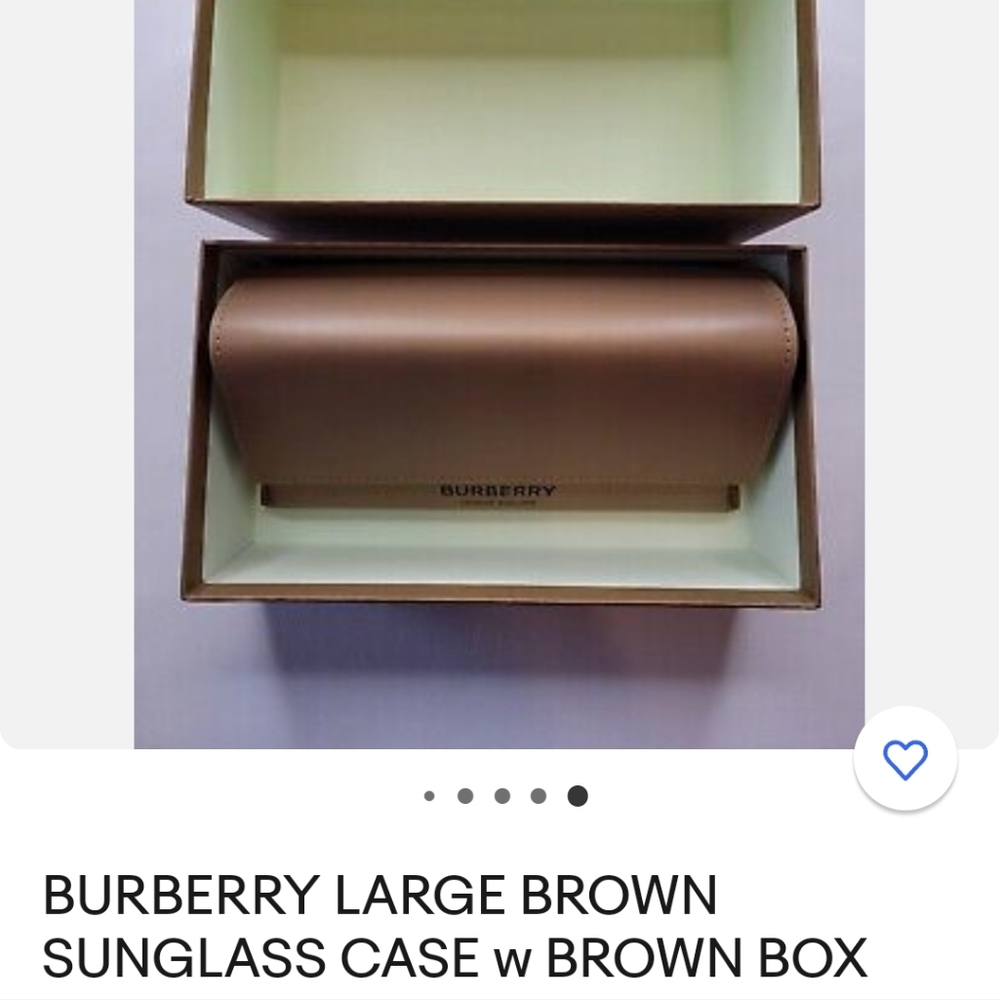 BURBERRY LARGE BROWN SUNGLASS CASE w BROWN BOX CLEANING CLOTH & PAPER
